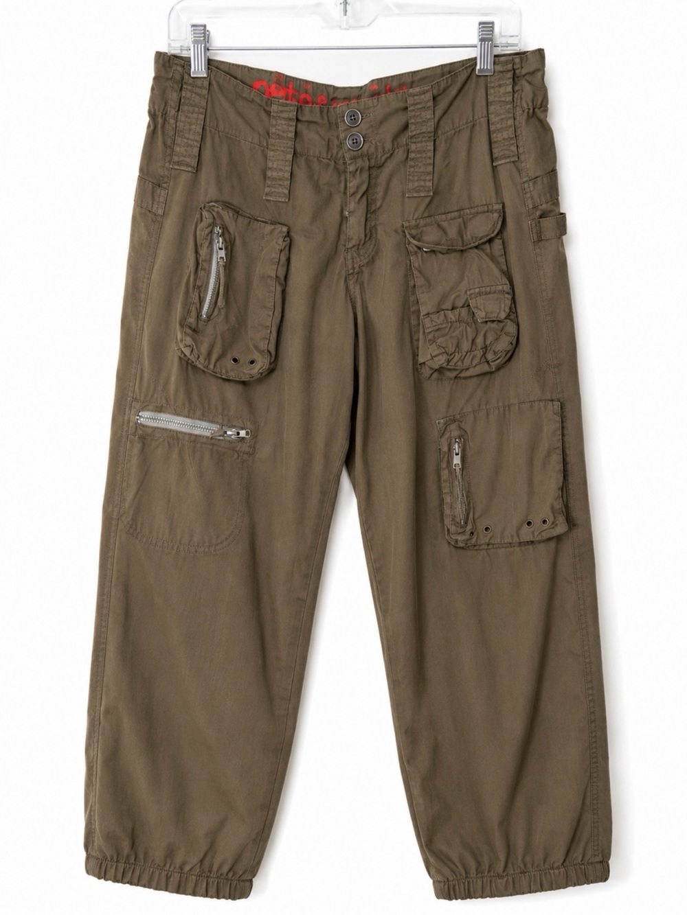 Pete & Greta utility Olive Cargo Pants Multiple Utility Pockets size 8 woman